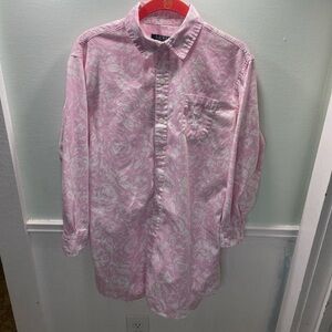 Lauren Ralph Lauren Pink Paisley Cotton-Blend Sleep Shirt.